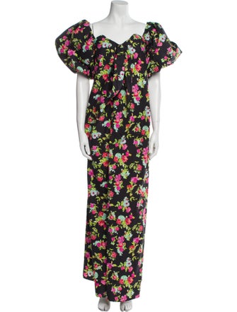 Caroline Constas Floral Print Long Dress