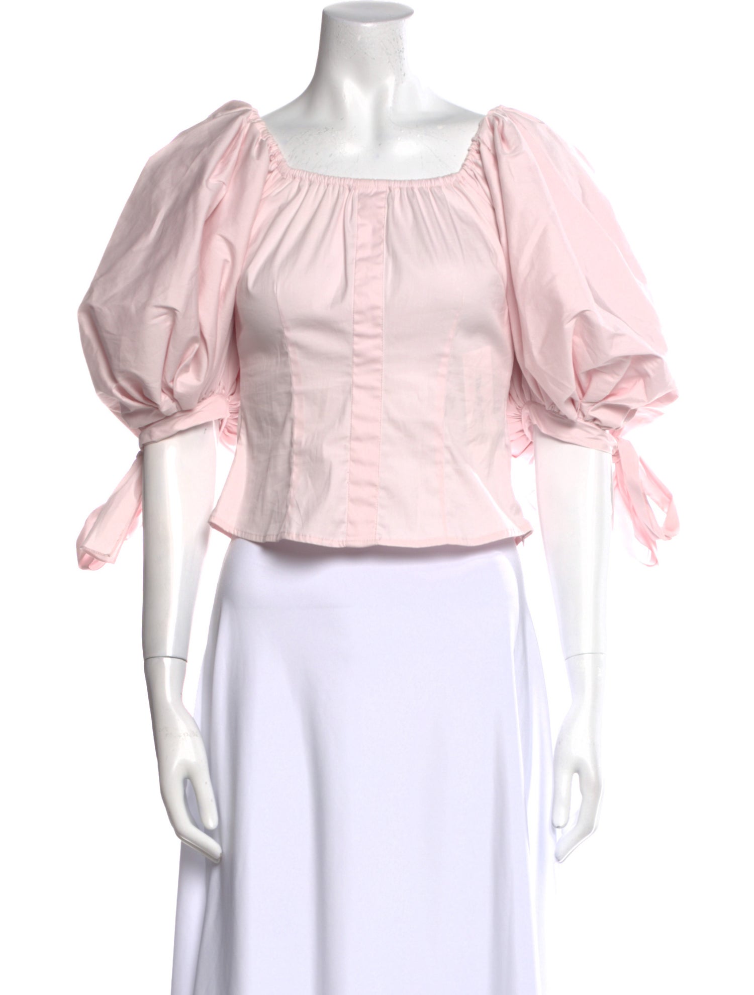 Caroline Constas Square Neckline Three-Quarter Sleeve Crop Top