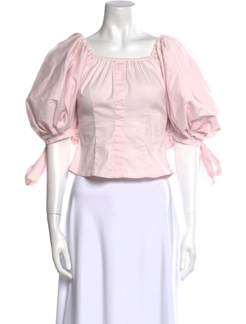 Caroline Constas Square Neckline Three-Quarter Sleeve Crop Top