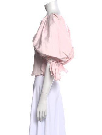 Caroline Constas Square Neckline Three-Quarter Sleeve Crop Top