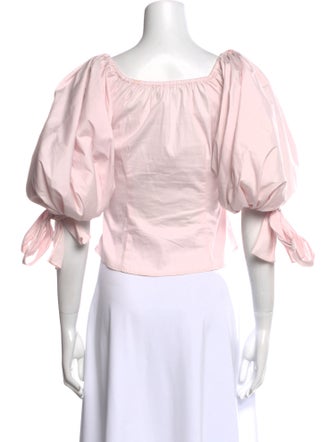 Caroline Constas Square Neckline Three-Quarter Sleeve Crop Top