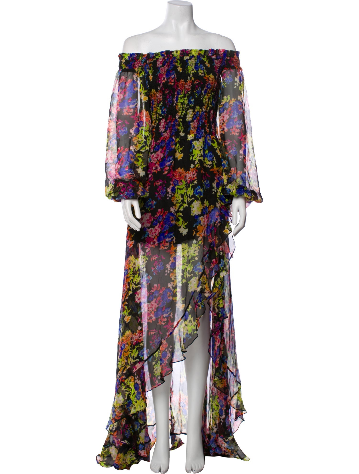 Caroline Constas Floral Print Long Dress