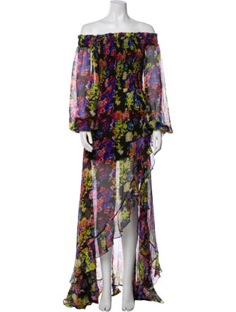 Caroline Constas Floral Print Long Dress