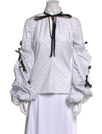 Caroline Constas Printed Mock Neck Blouse
