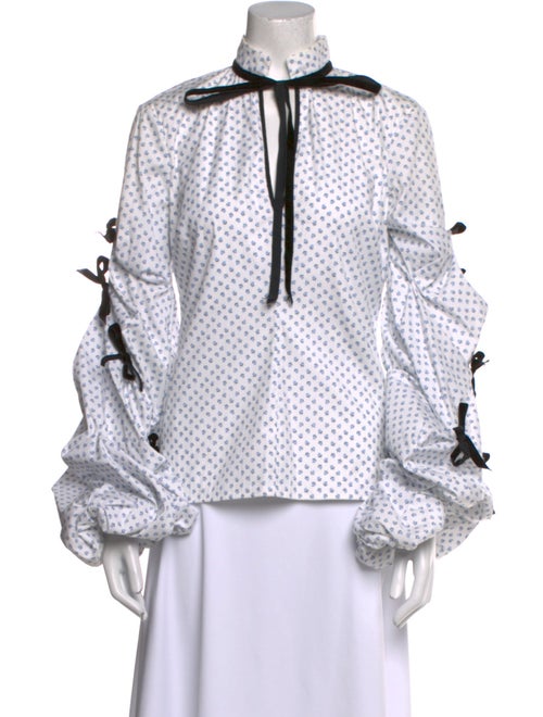 Caroline Constas Printed Mock Neck Blouse