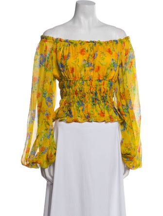 Caroline Constas Silk Floral Print Top