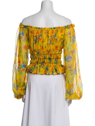 Caroline Constas Silk Floral Print Top