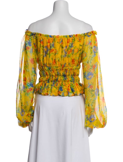 Caroline Constas Silk Floral Print Top