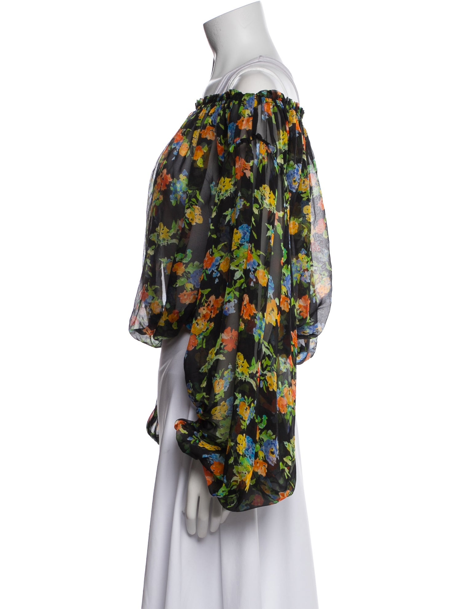 Caroline Constas Silk Floral Print Crop Top