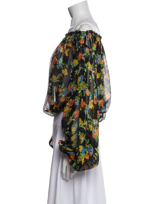 Caroline Constas Silk Floral Print Crop Top