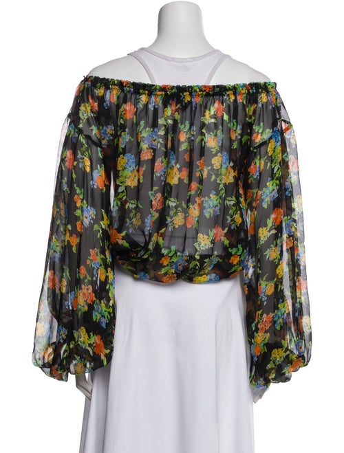 Caroline Constas Silk Floral Print Crop Top