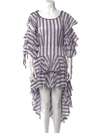 Caroline Constas Striped Midi Length Dress