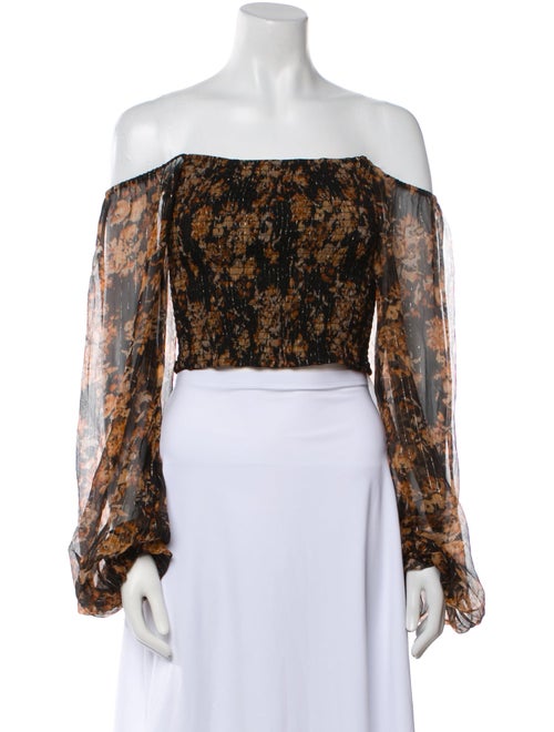 Caroline Constas Silk Floral Print Crop Top