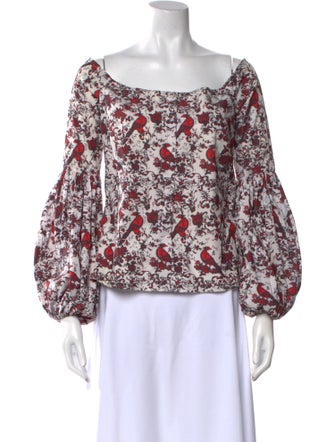 Caroline Constas Floral Print Off-The-Shoulder Blouse