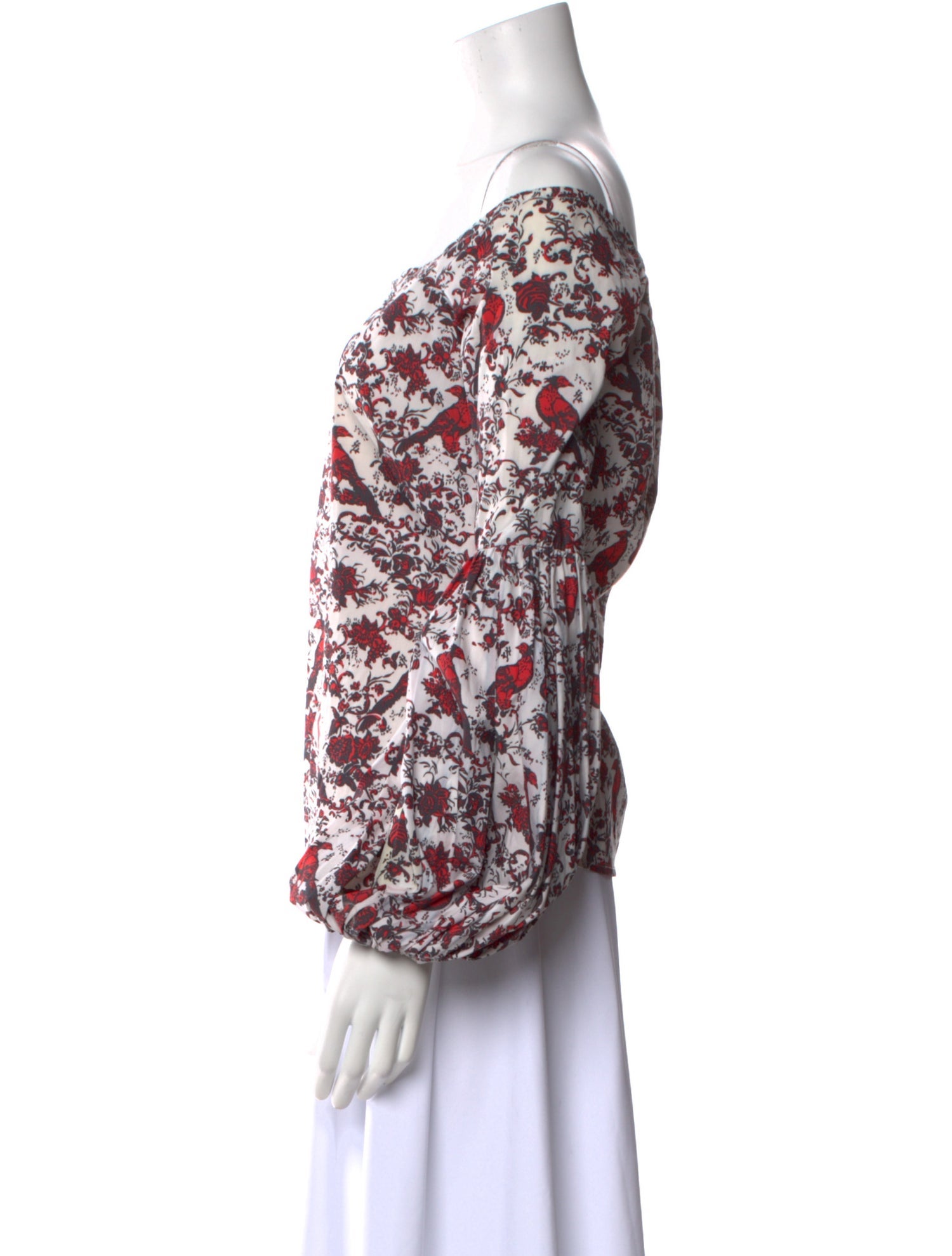 Caroline Constas Floral Print Off-The-Shoulder Blouse