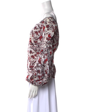 Caroline Constas Floral Print Off-The-Shoulder Blouse