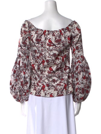 Caroline Constas Floral Print Off-The-Shoulder Blouse