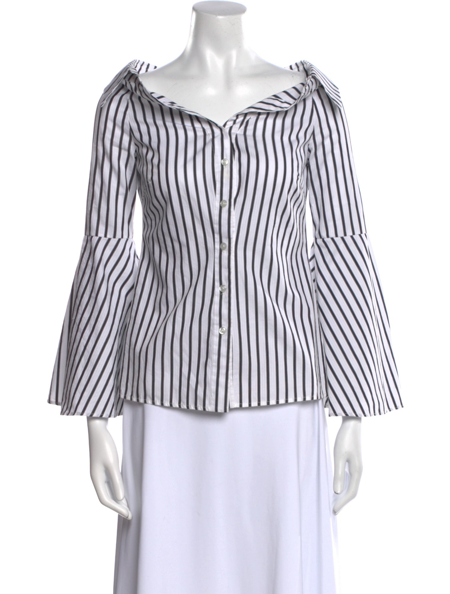 Caroline Constas Striped Three-Quarter Sleeve Blouse