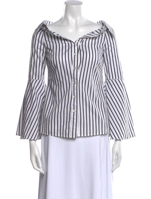 Caroline Constas Striped Three-Quarter Sleeve Blouse