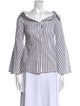 Caroline Constas Striped Three-Quarter Sleeve Blouse