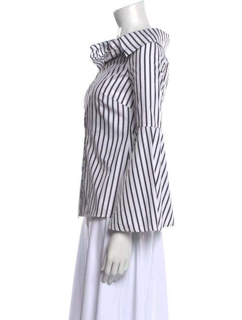 Caroline Constas Striped Three-Quarter Sleeve Blouse