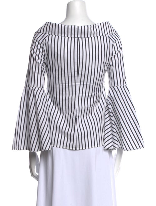 Caroline Constas Striped Three-Quarter Sleeve Blouse