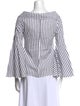 Caroline Constas Striped Three-Quarter Sleeve Blouse