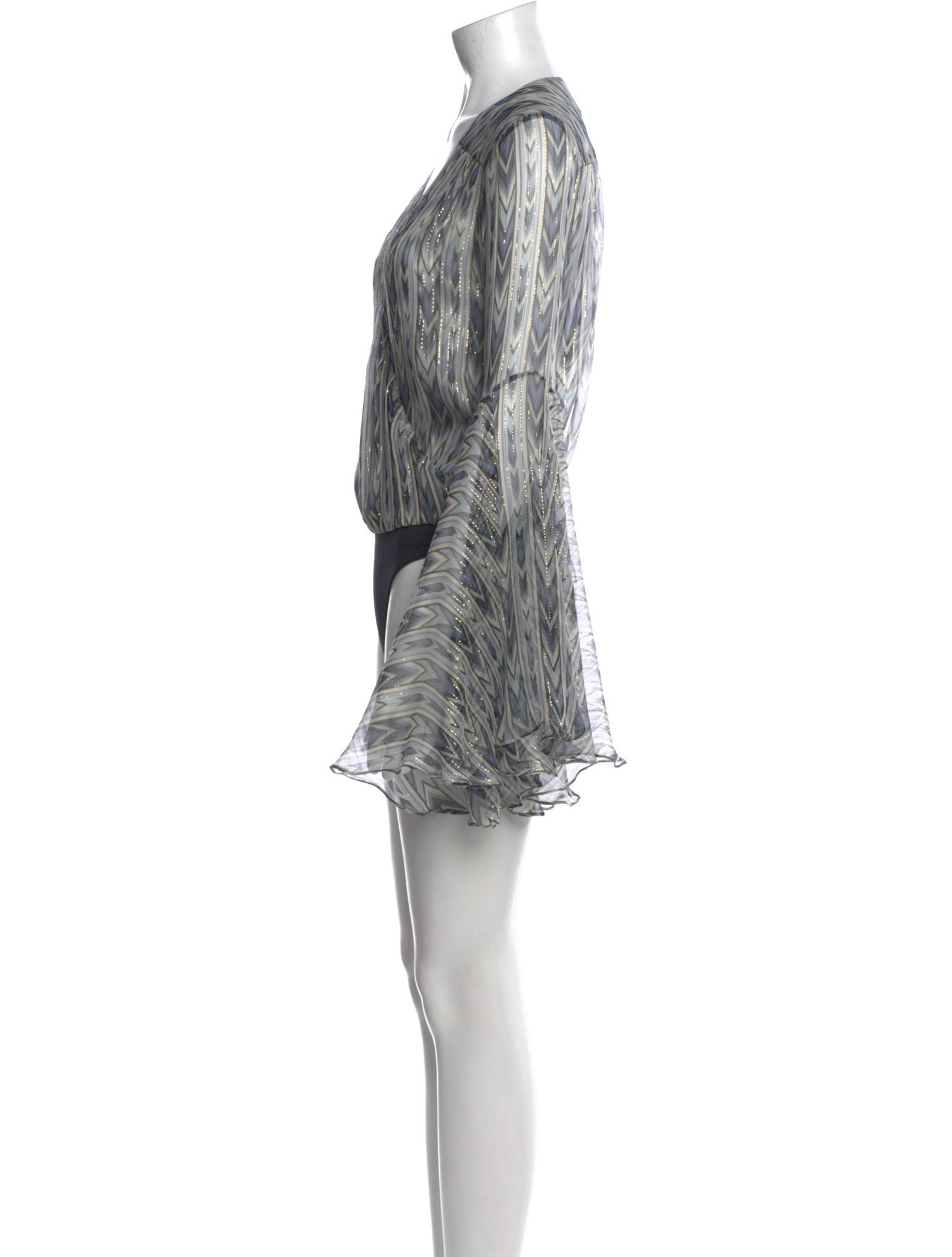 Caroline Constas Silk Printed Bodysuit