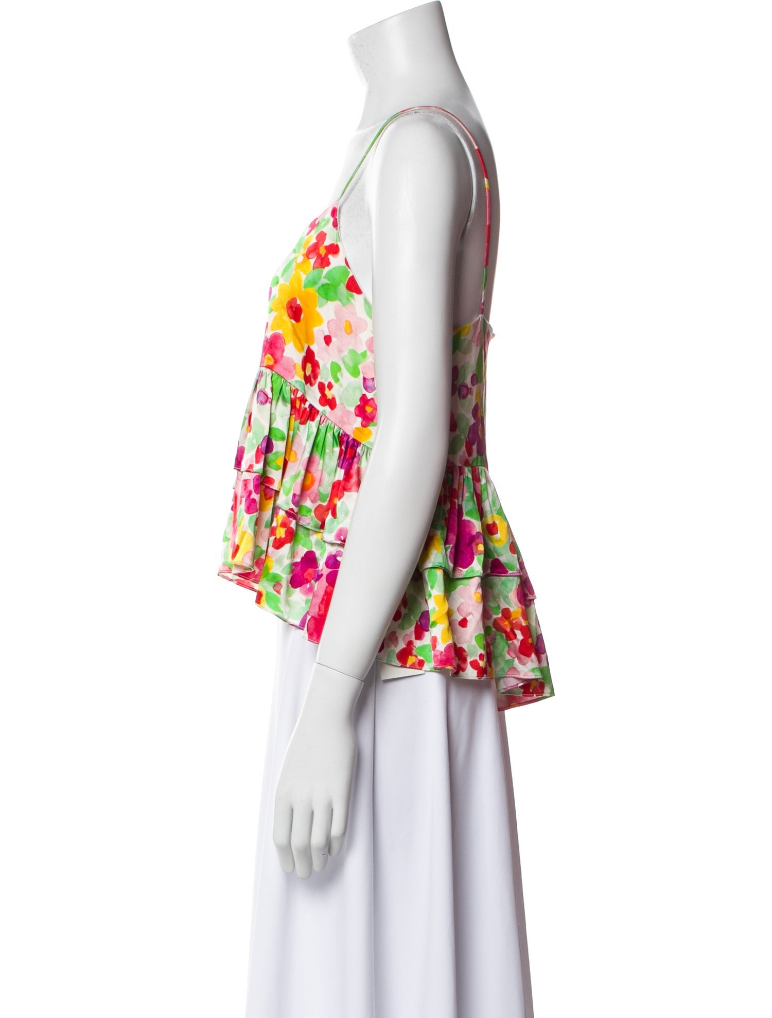 Caroline Constas Silk Floral Print Crop Top