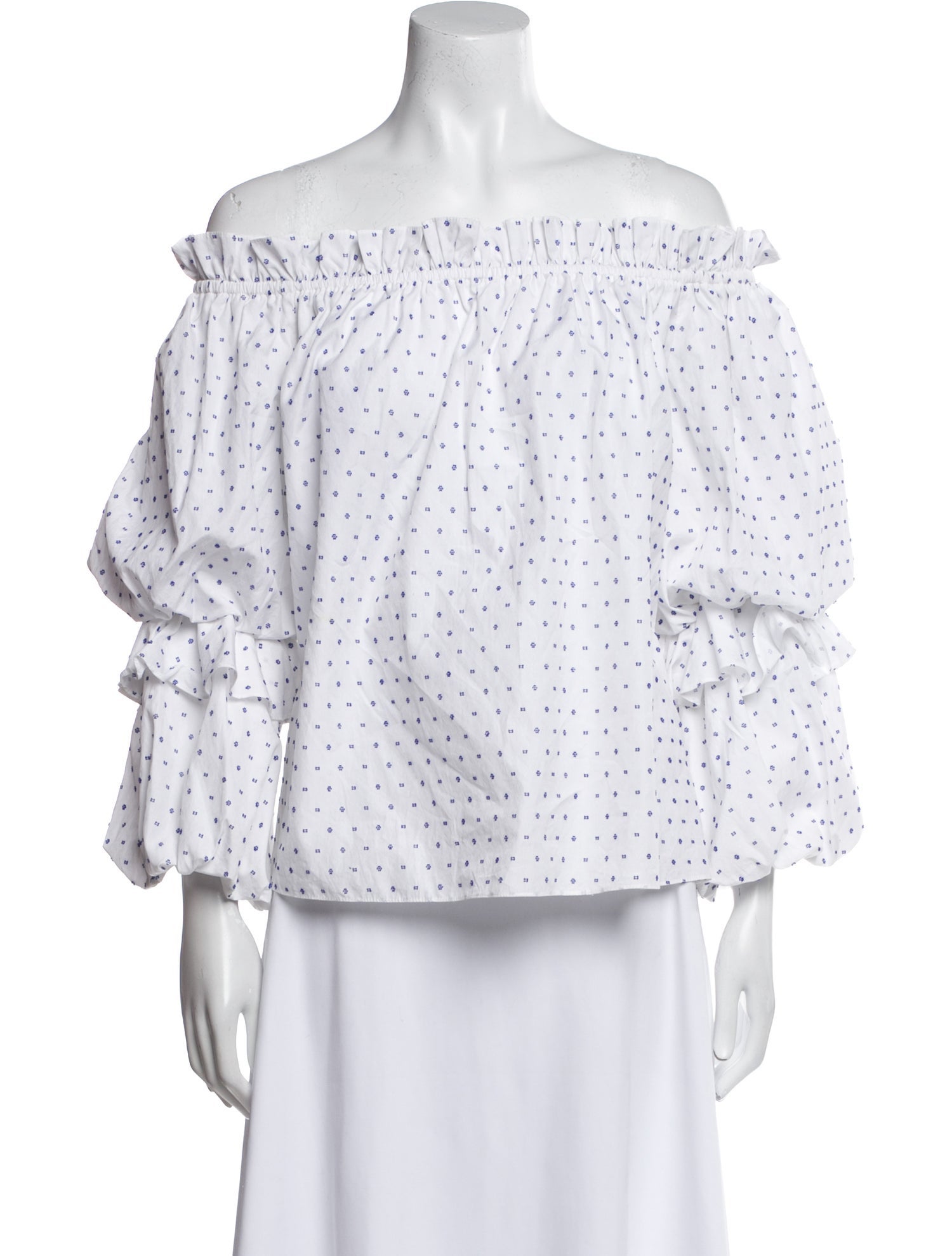 Caroline Constas Polka Dot Print Off-The-Shoulder Blouse