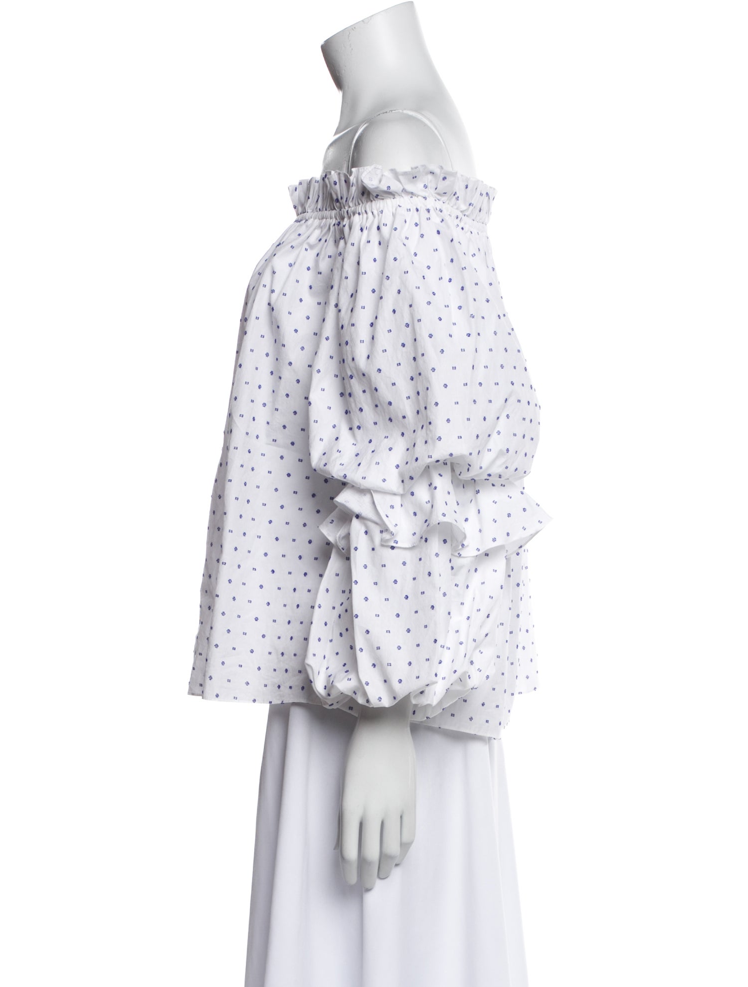 Caroline Constas Polka Dot Print Off-The-Shoulder Blouse