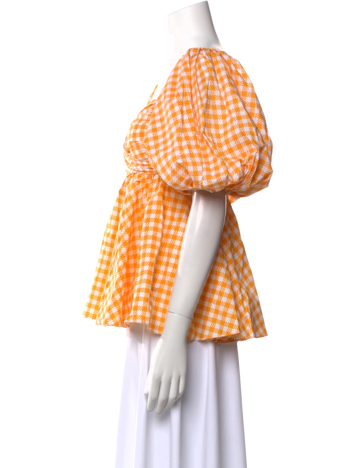 Caroline Constas Plaid Print V-Neck Blouse