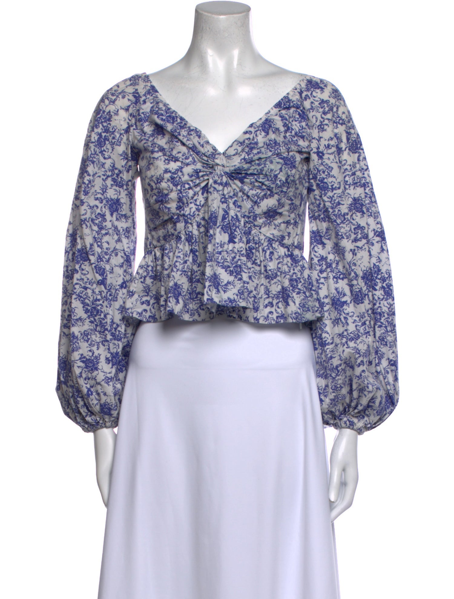 Caroline Constas Floral Print V-Neck Crop Top