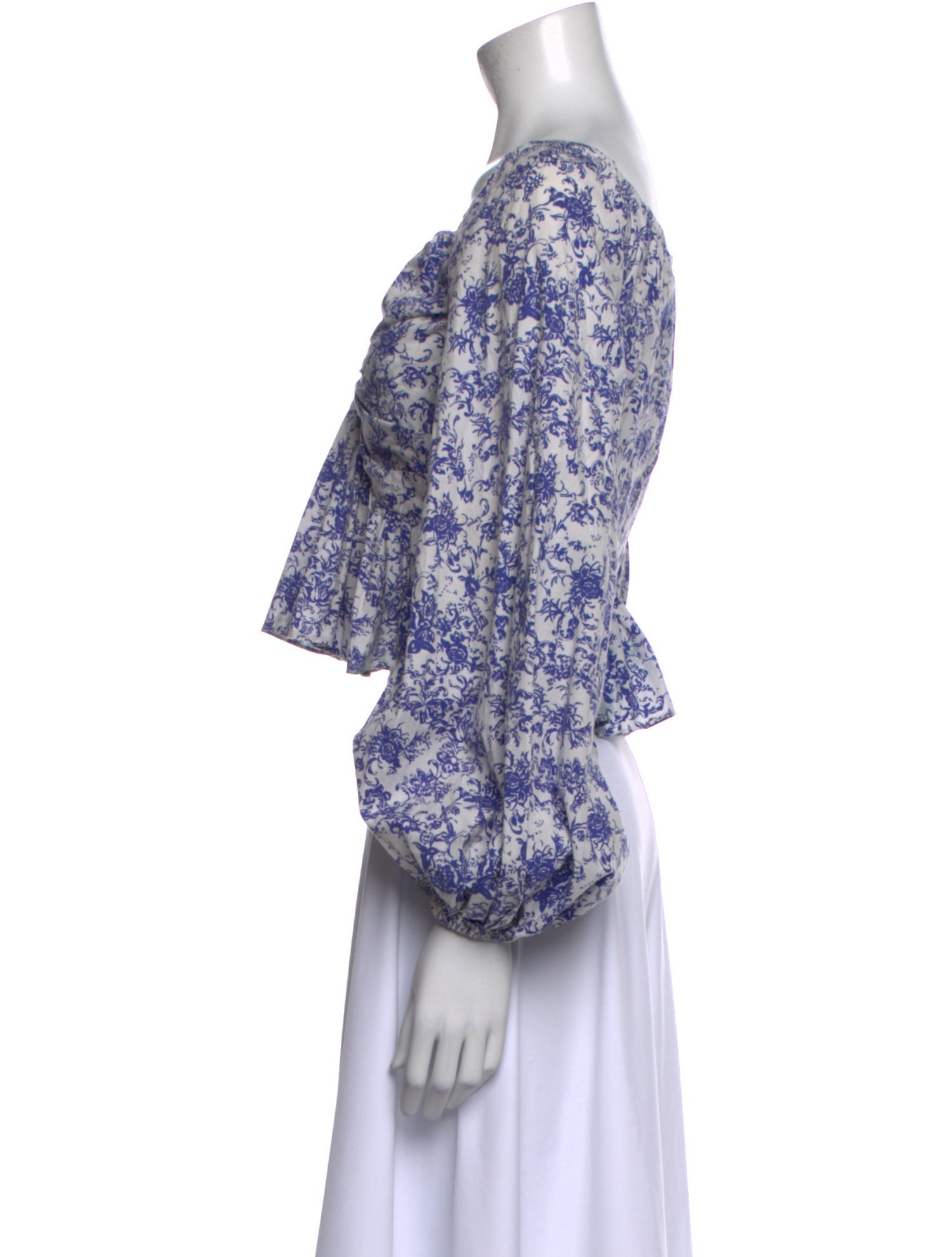 Caroline Constas Floral Print V-Neck Crop Top