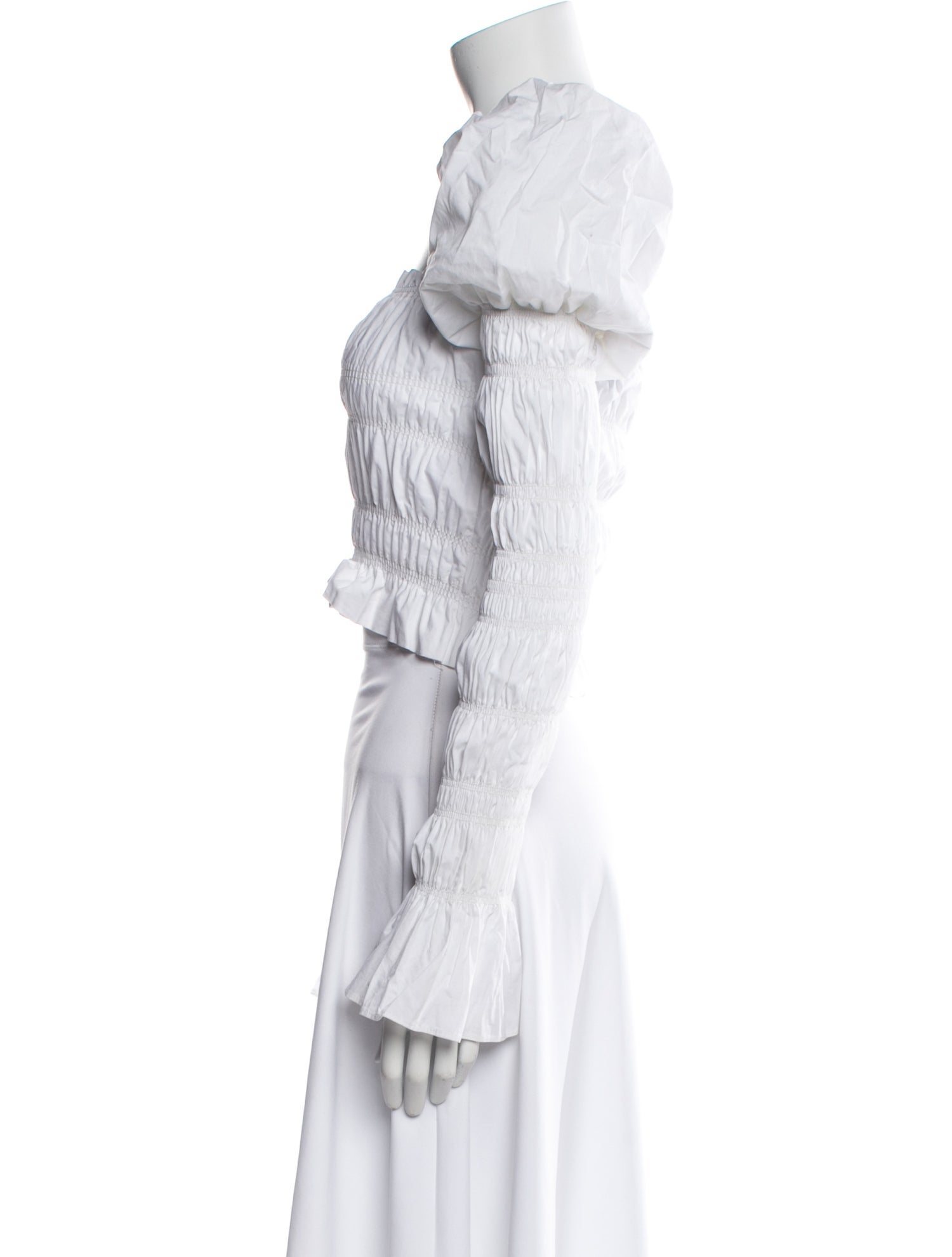 Caroline Constas Square Neckline Long Sleeve Crop Top