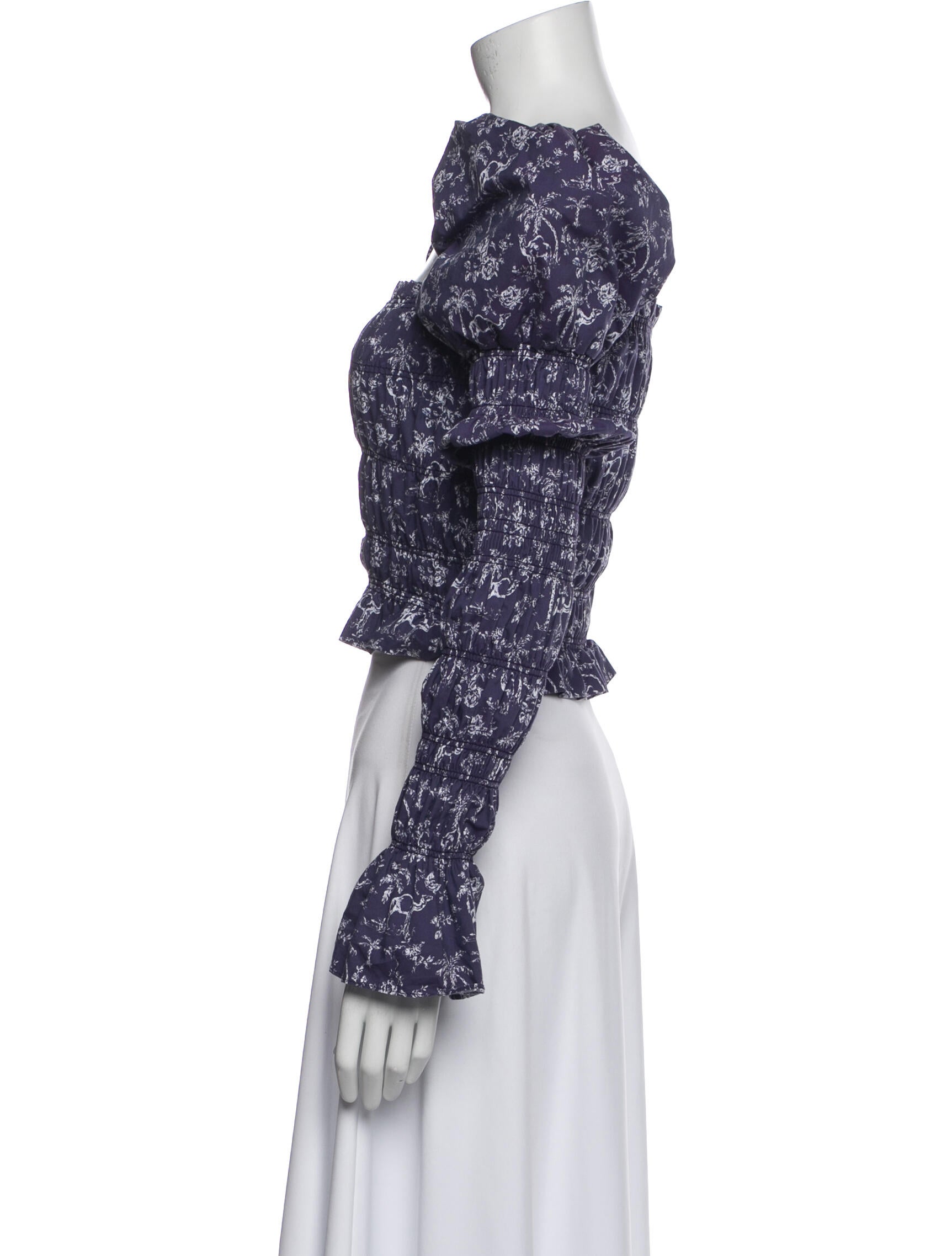 Caroline Constas Printed Square Neckline Crop Top