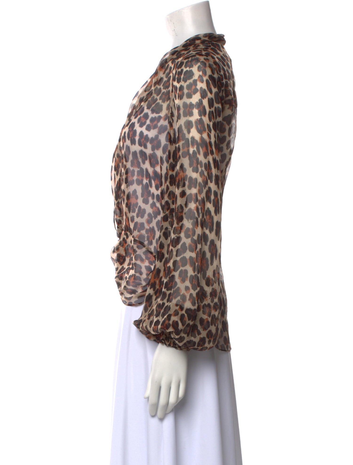 Caroline Constas Animal Print V-Neck Blouse