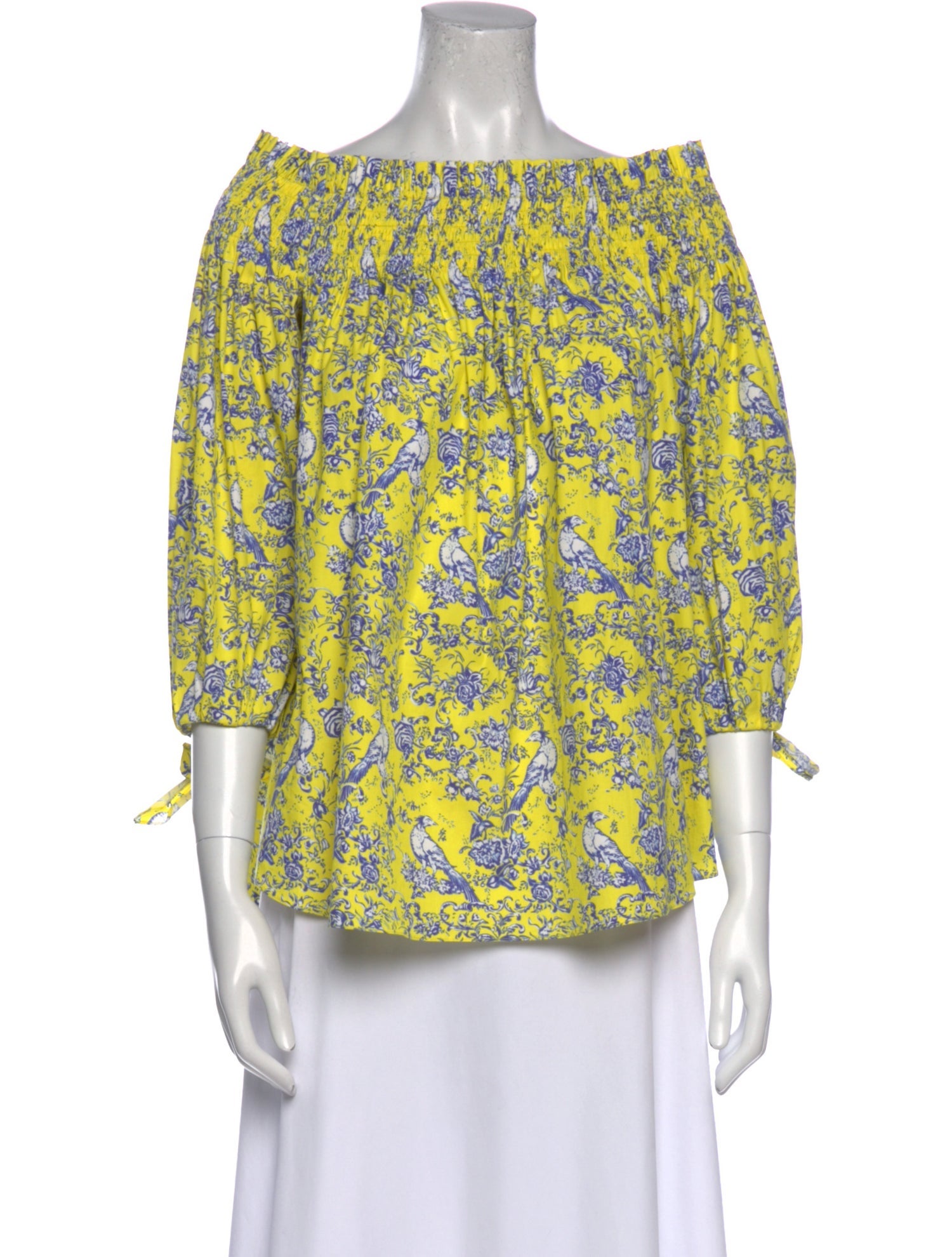 Caroline Constas Floral Print Bateau Neckline Blouse