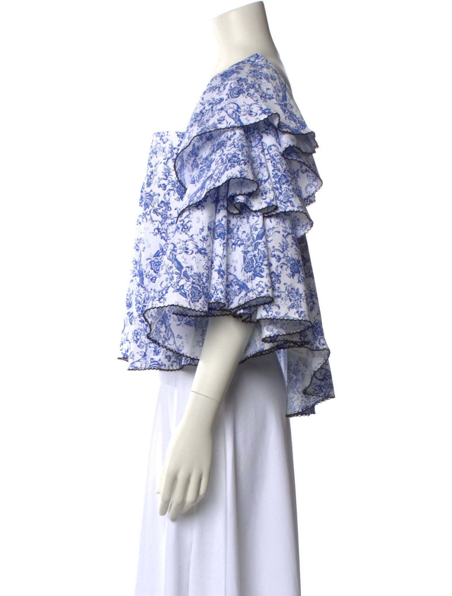 Caroline Constas Floral Print Square Neckline Crop Top