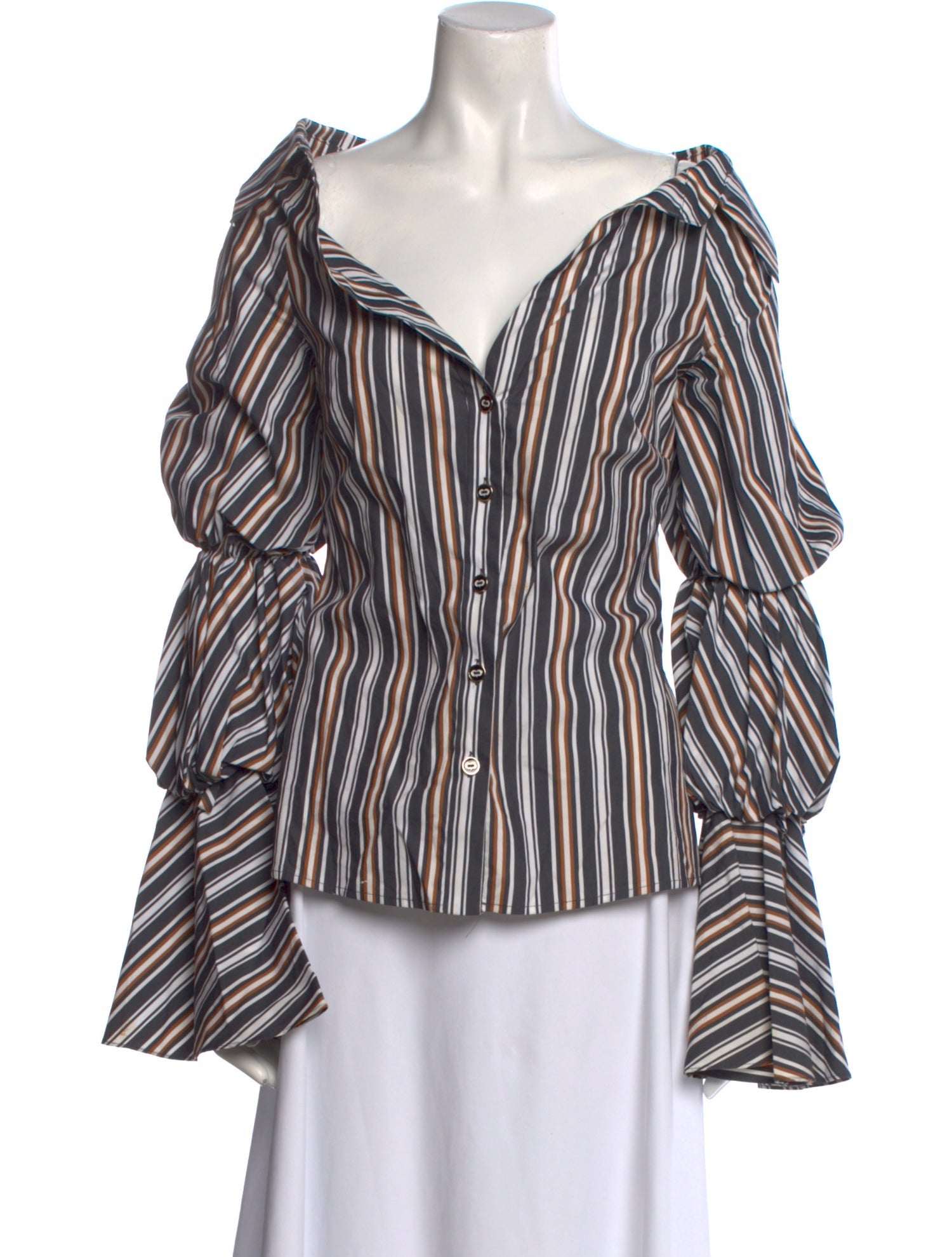 Caroline Constas Striped Off-The-Shoulder Blouse