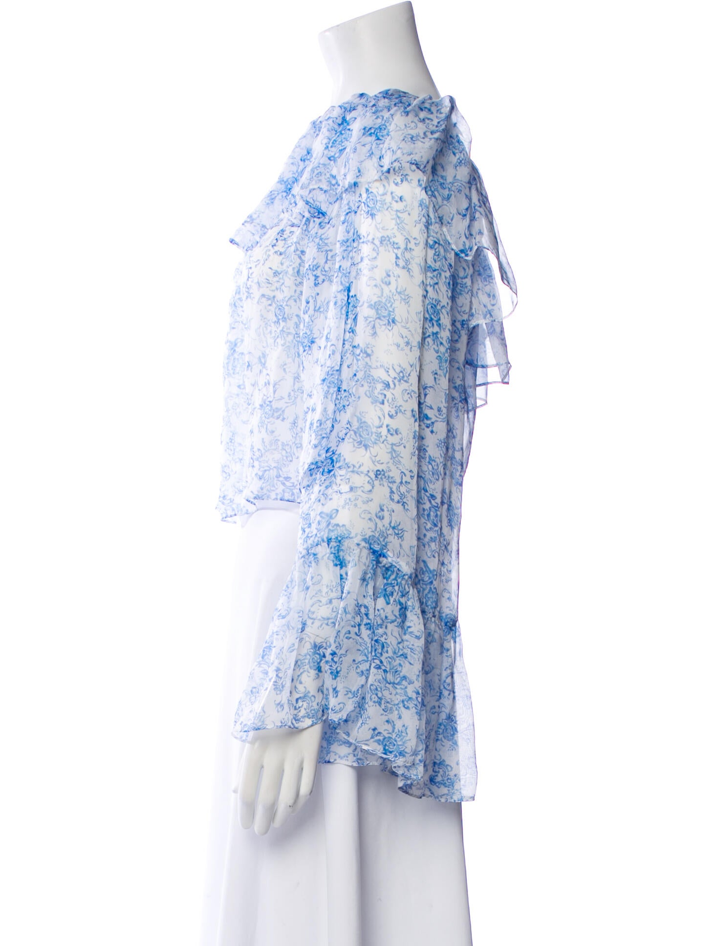 Caroline Constas Silk Floral Print Crop Top