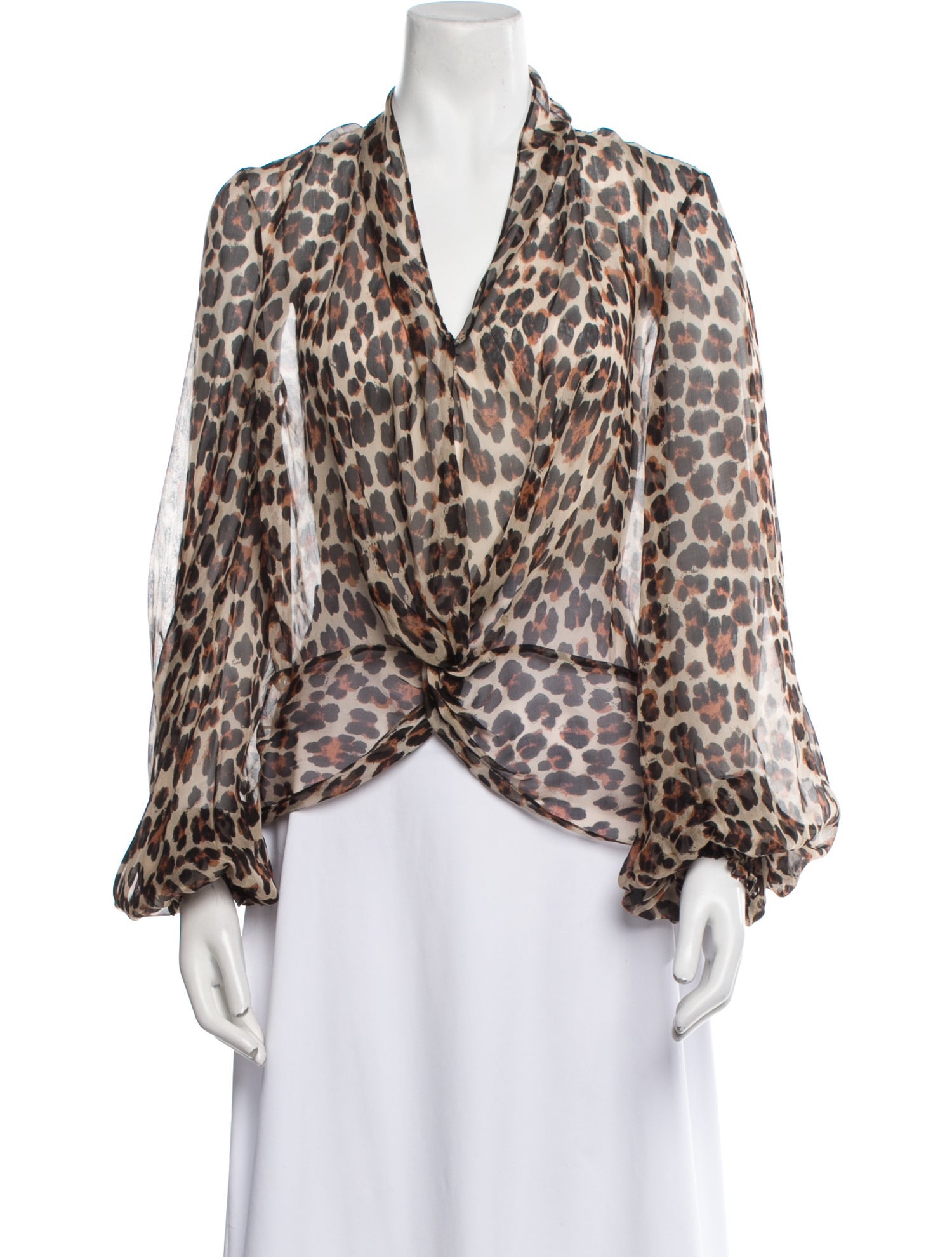Caroline Constas Silk Animal Print Blouse