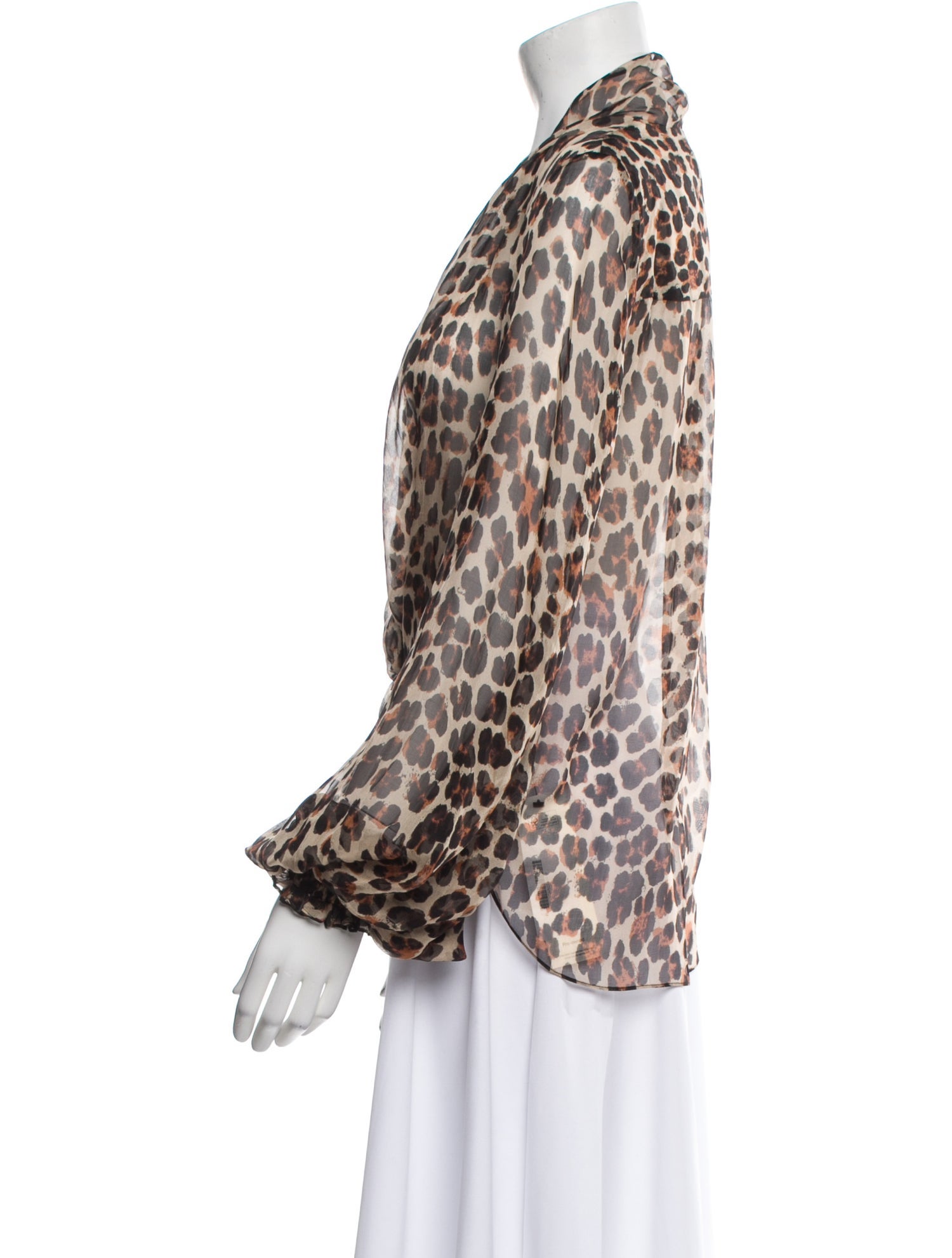 Caroline Constas Silk Animal Print Blouse