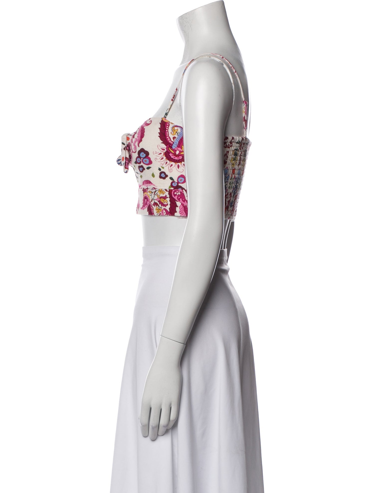 Caroline Constas Floral Print Square Neckline Crop Top