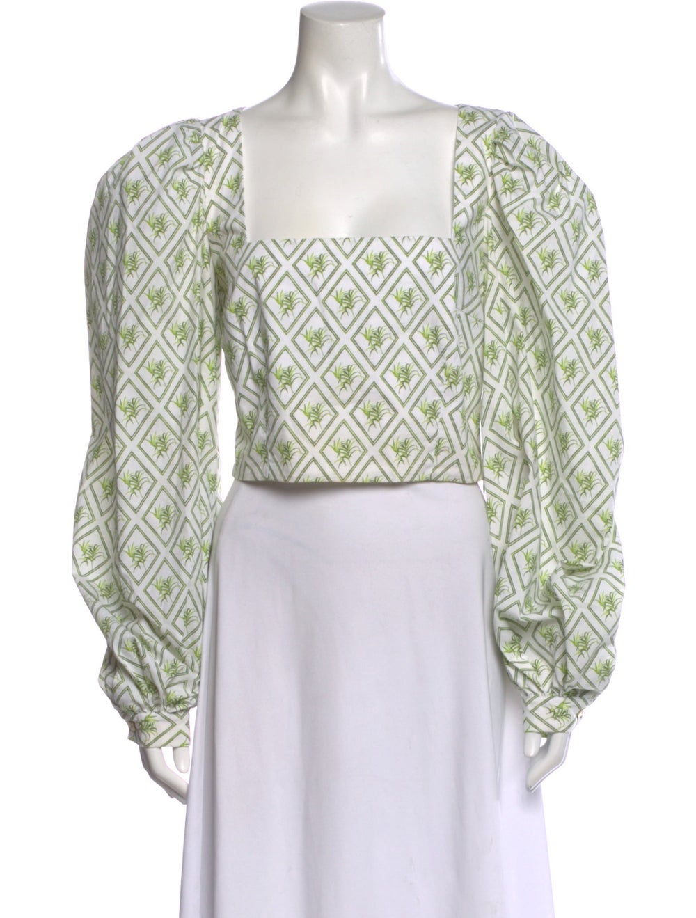 Caroline Constas Patterned Square Neckline Crop T… - image 1