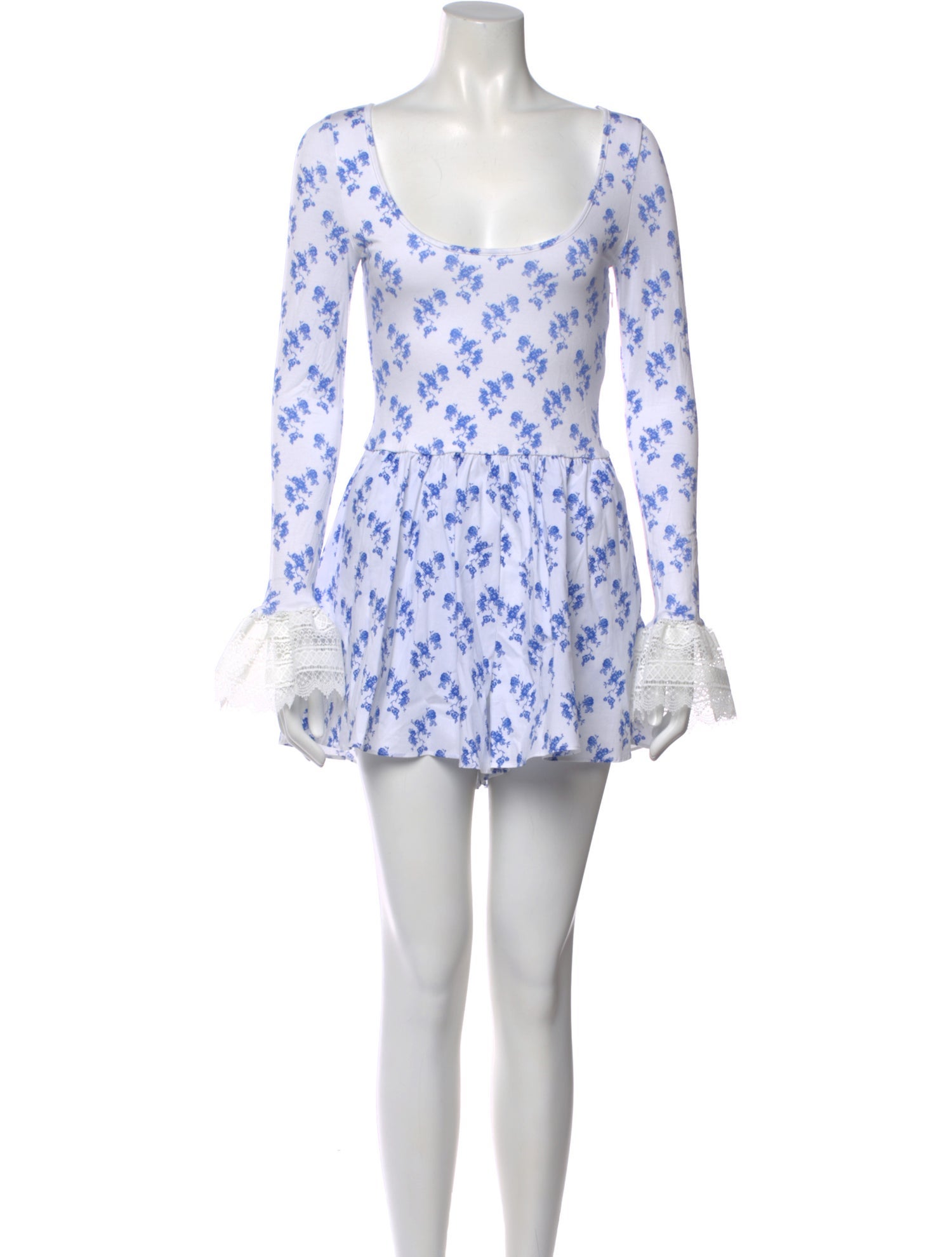 Caroline Constas Floral Print Scoop Neck Romper