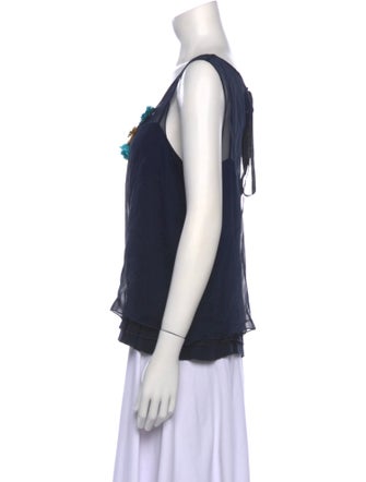 Chris Benz Silk Floral Print Top