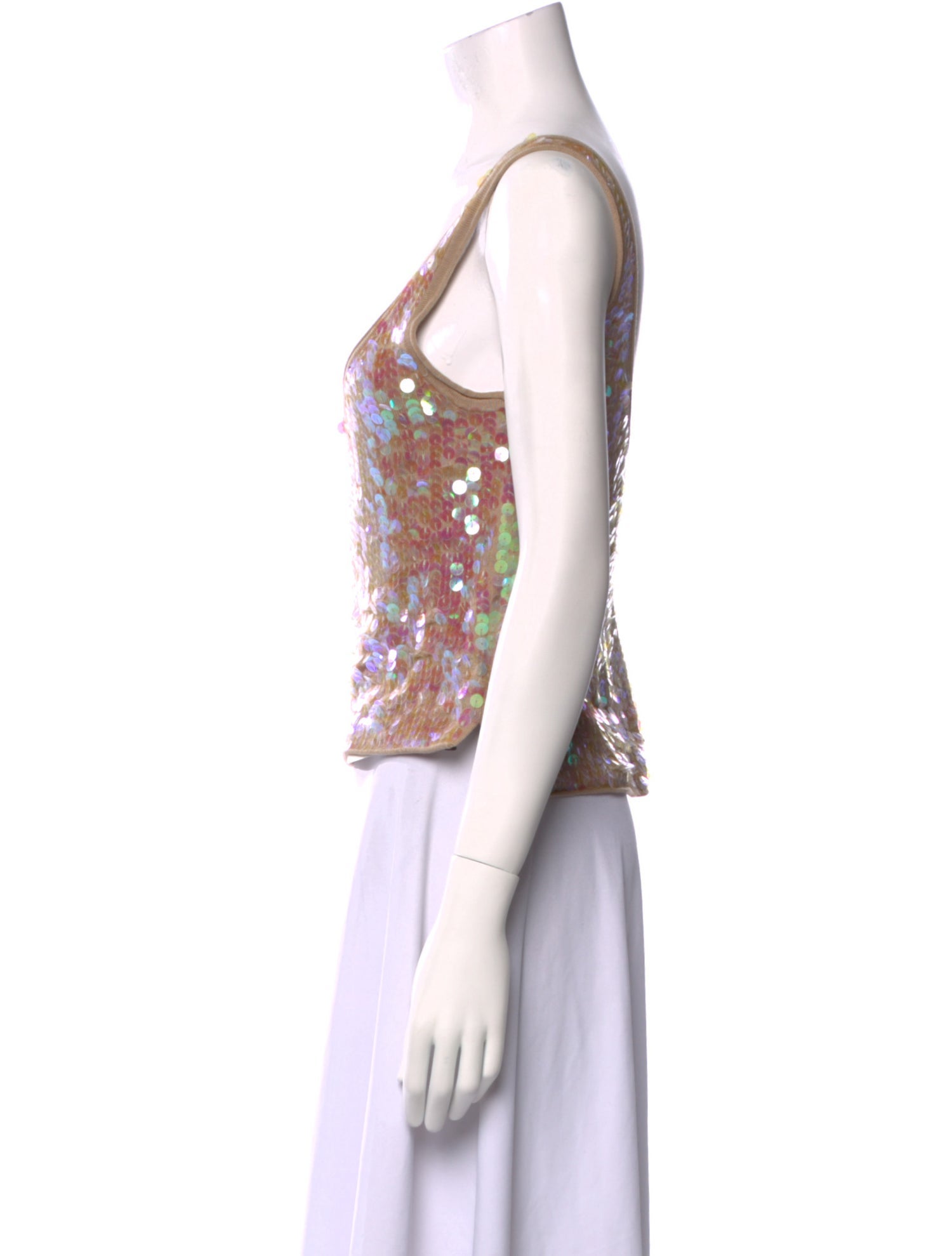 Chris Benz Scoop Neck Sleeveless Crop Top