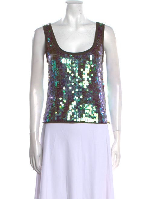 Chris Benz Printed Scoop Neck Top