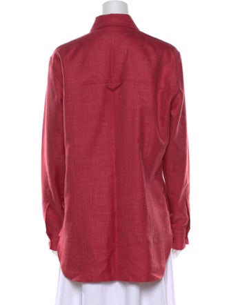 CASASOLA Virgin Wool Long Sleeve Button-Up Top
